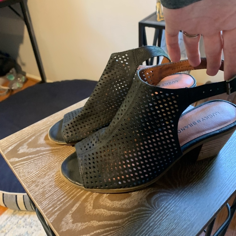 Lucky brand black peep toe booties. Size 9. Barely worn.